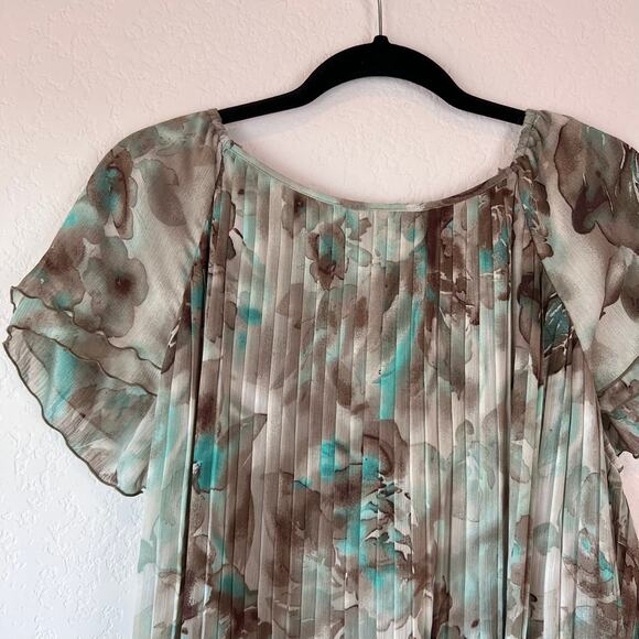 Vintage Y2K Floral Flowy Blouse size 18/20 Blue Whimsigoth Fairy - Picture 2 of 7